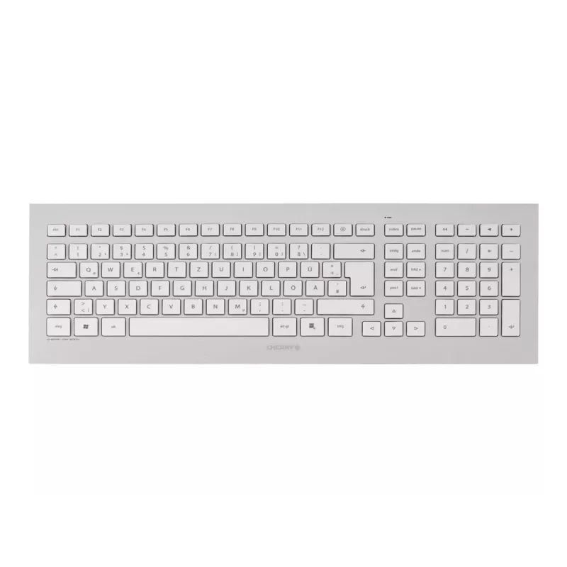 CHERRY DW 8000 klaviatūra su pele, biurui, belaidė RF, QWERTZ vokiečių k., sidabrinė/baltos spalvos