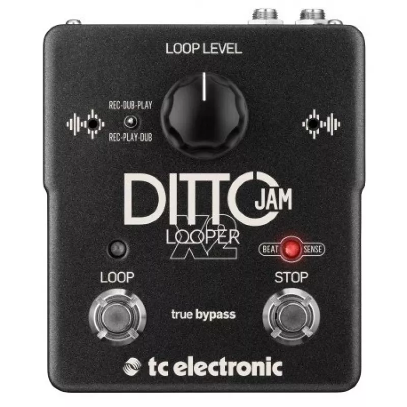 Looper TC Electronic Ditto Jam X2 su BeatSense technologija — kompaktiškas frazių loop'eris gitarai ir linijinio lygio instrumentams