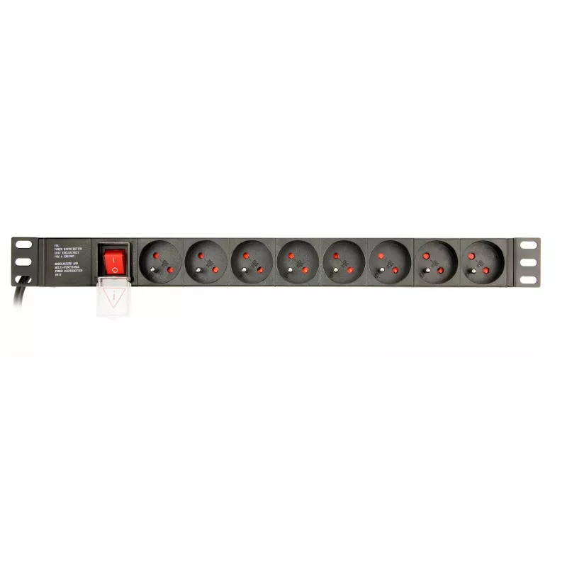 Maitinimo skirstytuvas Gembird EG-PDU-014-FC14, 8 AC lizdai, C14 įvadas, 3 m kabelis, 1U aliuminio korpusas, 10 A, 3680 W
