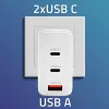 Įkroviklis QOLTEC 100W GaN USB-C Dual PD 5–20V 1,5–5A, 2×USB-C