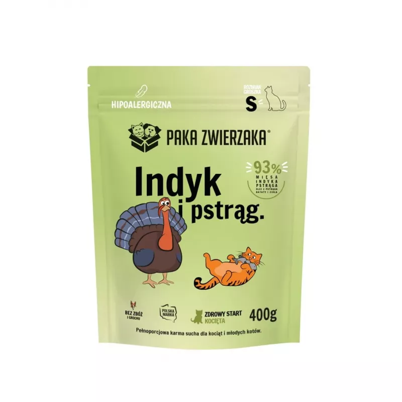 PAKA ZWIERZAKA Kitten Turkey with trout S - sausas kačių maistas - 400g
