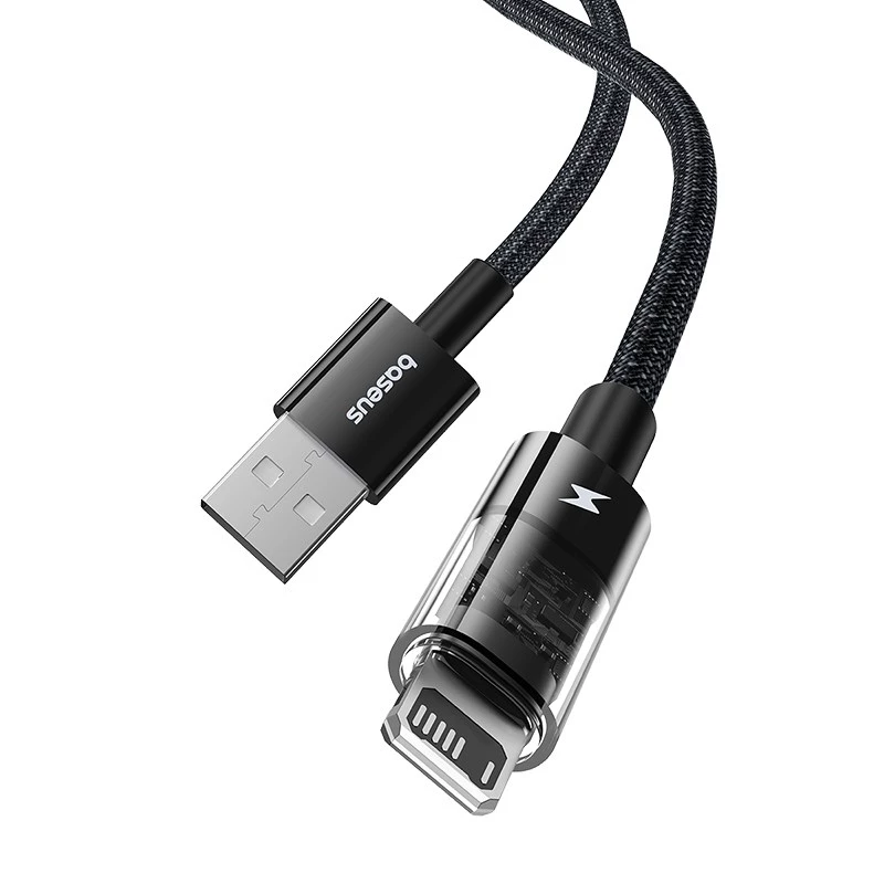 Baseus Gem USB į IP 2.4A greito įkrovimo kabelis 2 m Juoda