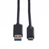 ROLINE - USB kabelis - USB Type C (V) - 9 kontaktų USB Type A (V) - 1 m (USB 3.1) - Formuotas - Juodas (11.02.9011)