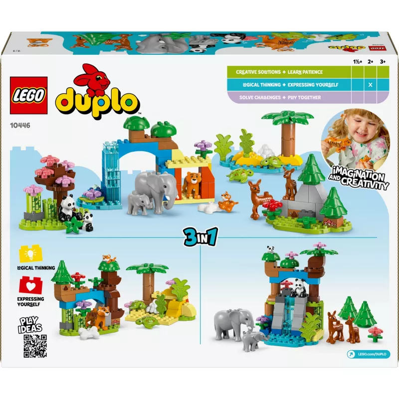 Žaislų rinkinys LEGO DUPLO Town Wild Animal Families 3-in-1 10446 — 92 dalys, amžius 2+, 200×220×340 mm