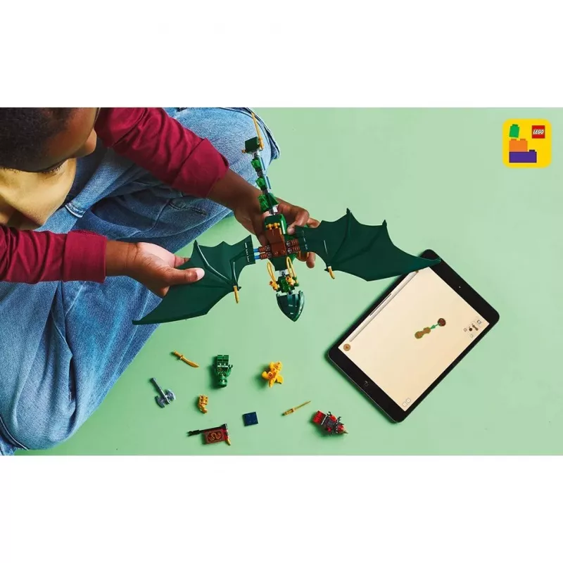 Konstravimo žaislų rinkinys LEGO NINJAGO 71829 Lloyd's Green Forest Dragon, 128 dalys, 2 minifigūrėlės, amžius 6+
