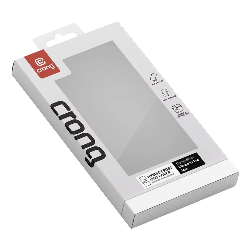 Crong Hybrid Frost MAG dėklas su MagSafe iPhone 17 Pro Max šerkšno juodos spalvos