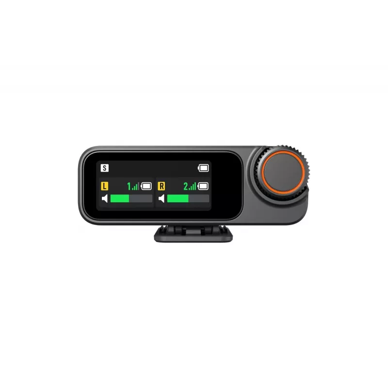 Mikrofono imtuvas DJI Mic 3 kameros laikiklis juodas — maitinamas baterijomis, komplekte 3,5 mm garso ir USB kabeliai