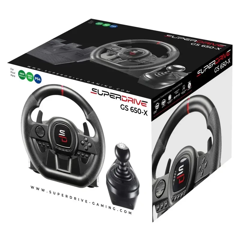 Vairas + pedalai + vairasvirtė Subsonic SA5658 juoda USB, skirta PlayStation 4, Xbox One