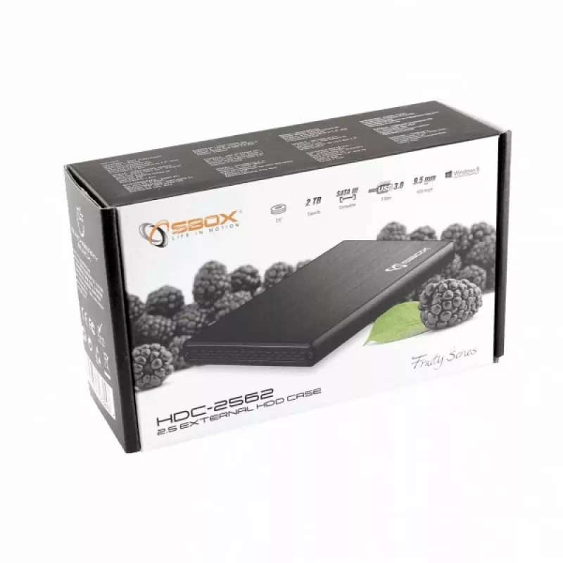 Sbox HDC-2562B 2,5 col. išorinis HDD dėklas Juodaberry juodas