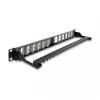 DELOCK 19 inch Keystone Patch Panel 24 prievadų kampinis su įtempimo sumažinimu, 1U, juodas, 482,6×125,5×44,2 mm