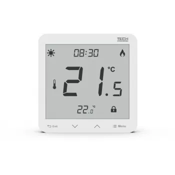 Įleidžiamas kambario termostatas Tech ST-297z v3 programuojamas baltas — prie sienos montuojamas temperatūros valdiklis
