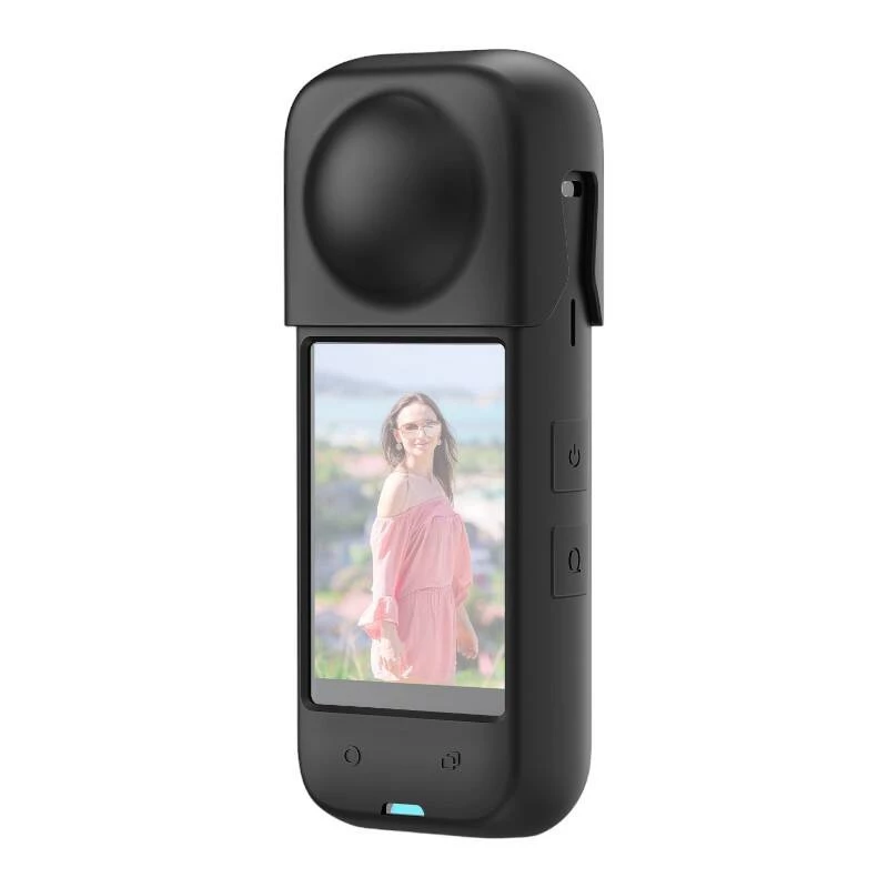 Silikoninis apsauginis dėklas Puluz, skirtas Insta360 X4 — juodas, patvarios konstrukcijos