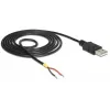 Delock laidas USB2.0 Type-A kištukas > 2 x pliki laidų galai - 1,5 m - juodas (85664)