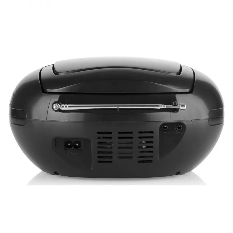 Nešiojamasis CD grotuvas JVC RD‑E221B — juodas, CD/MP3, kasetinis denis, USB atkūrimas, FM radijas, AUX, maitinamas iš tinklo / baterijų