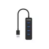 UNITEK uHUB Q4 USB 3.2 Gen 1 (3.1 Gen 1) Type-A 5000 Mbit/s juoda
