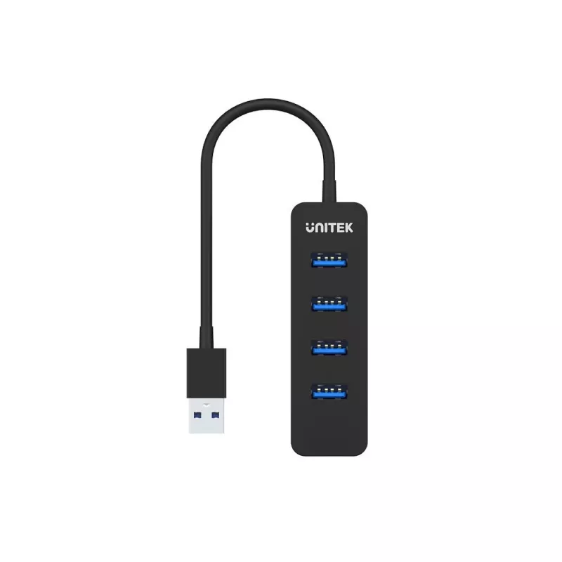 UNITEK uHUB Q4 USB 3.2 Gen 1 (3.1 Gen 1) Type-A 5000 Mbit/s juoda