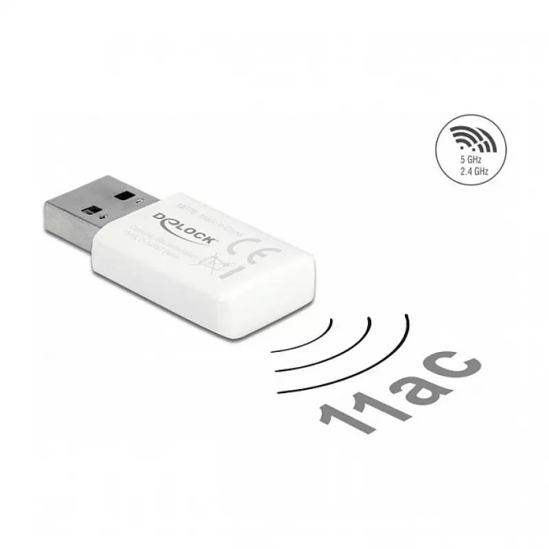 WLAN tinklo kortelė DeLOCK 12770 USB 5000 Mbit/s belaidė balta