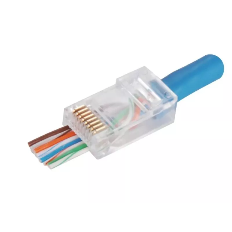 RJ-45 laidų jungtis Alantec WT118, RJ45 vyriškas tiesus, Cat5e, U/UTP (UTP), permatoma balta, pakuotė po 100 vnt.