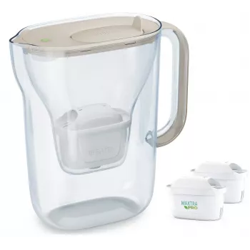 Vandens filtro ąsotis BRITA Style Essential 2,4 L su 2 keičiamomis kasetėmis (smėlio spalvos)