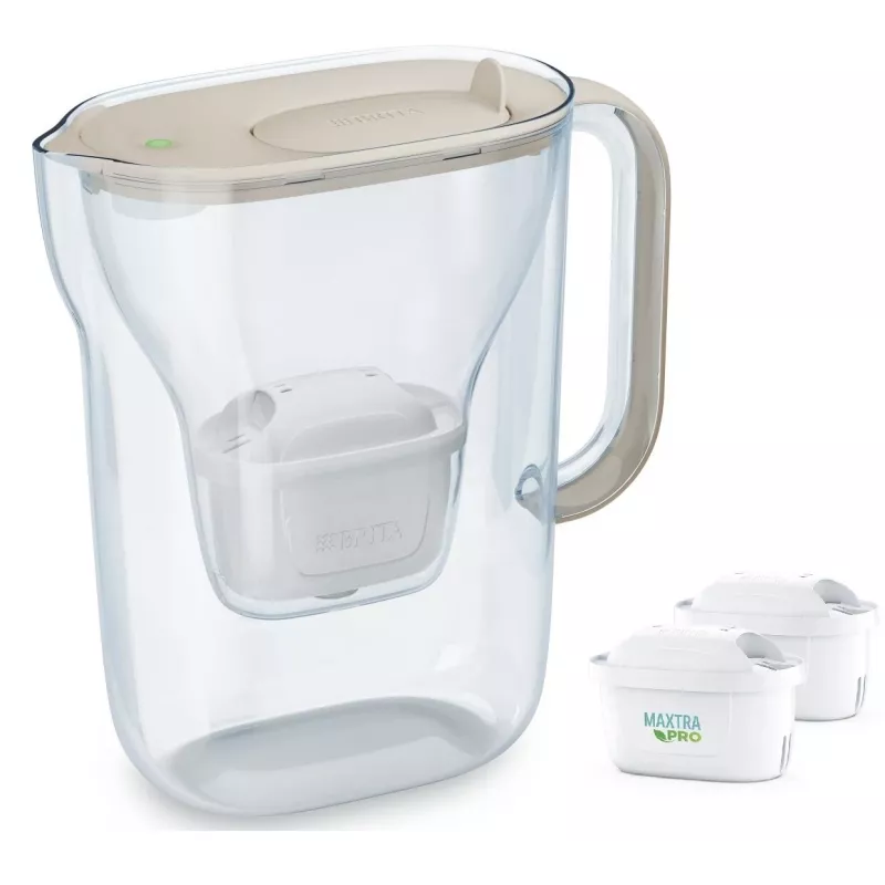 Vandens filtro ąsotis BRITA Style Essential 2,4 L su 2 keičiamomis kasetėmis (smėlio spalvos)