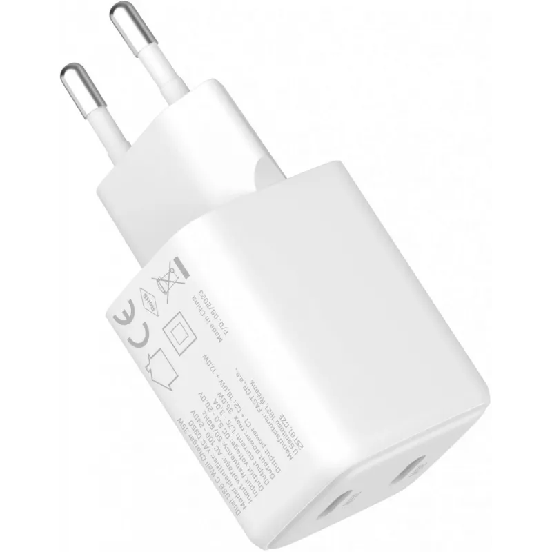 Sieninis USB-C įkroviklis YENKEE G35D 2x18W Power Delivery 3.0 3A