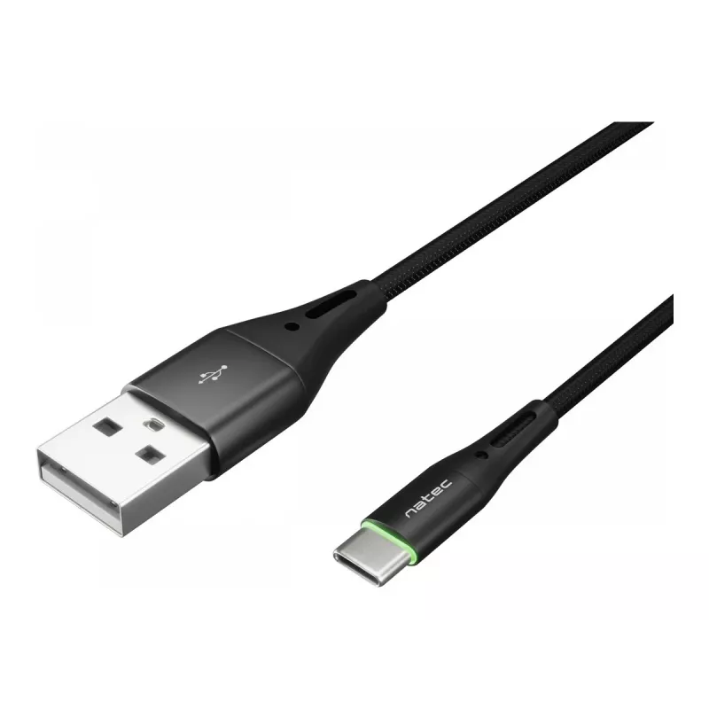 NATEC kabelis USB-C/A 2.0 1m prati led Juoda nylon