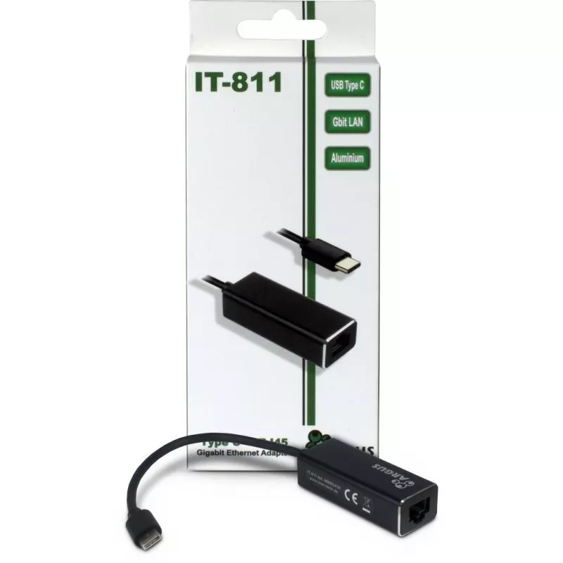 Inter-Tech Argus IT-811 - tinklo adapteris - USB-C - Gigabit Ethernet - juoda (88885438)
