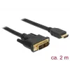 DeLOCK - Vaizdo kabelis - Vieno kanalo - HDMI / DVI - DVI-D (V) į HDMI (V) - 2 m - Triguba izoliacija - Juoda - Varžtai nykščiams