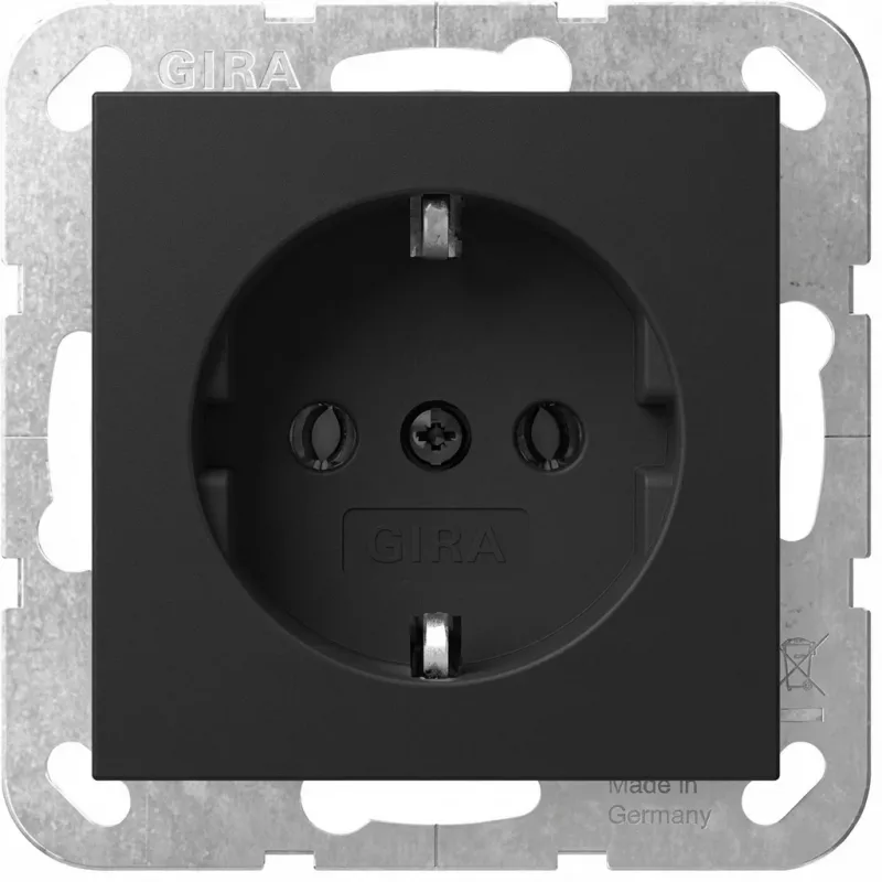 Schuko kištukinio lizdo įdėklas Gira System 55 4188005 moduliniam montavimui, juodas