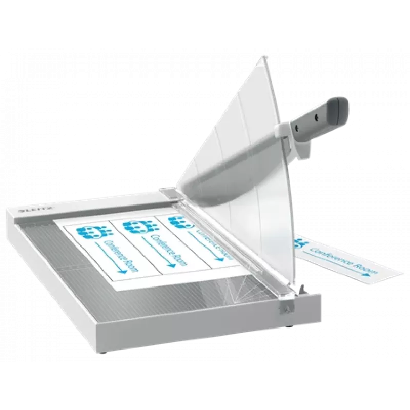 Leitz Precision Office popieriaus pjaustytuvas A4+, 15 lapų, rankinis spaustukas, nerūdijantis plienas, A4 Maxi, 80 g/m², stiklas