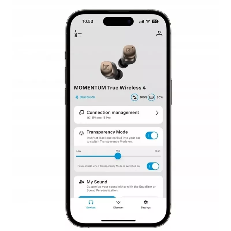 SENNHEISER Momentum MTW4 belaidės Bluetooth triukšmą slopinančios sportinės ausinės - balta ir sidabrinė