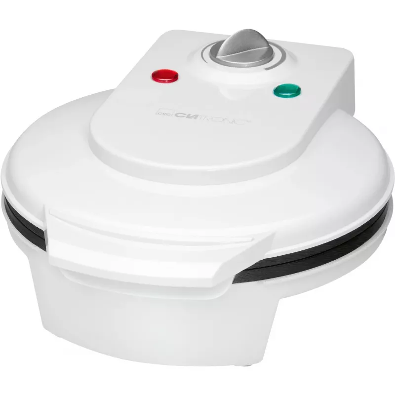 Vaflinė CLATRONIC WA 3491 — 5 širdelės formos vafliai, 1200 W, 18 cm kepimo paviršius, reguliuojamas termostatas, neprideganti danga, balta