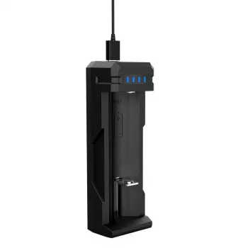 Baterijų įkroviklis XTAR SC1 vienos vietos USB-C, skirtas Li-ion 18650 elementams, 1 vieta, juodas