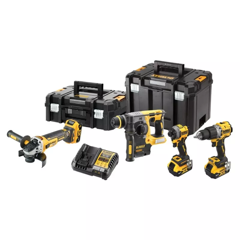 DeWalt DCK429P3T-QW Combo rinkinys DCD805 + DCG405 + DCH273 + DCF850, 18 V juoda, geltona