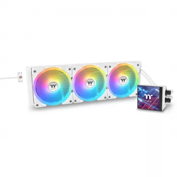 Integruotas skysčio aušintuvas THERMALTAKE MAGFloe 420 Ultra ARGB su 140 mm ventiliatoriais, 500–2000 RPM, baltas