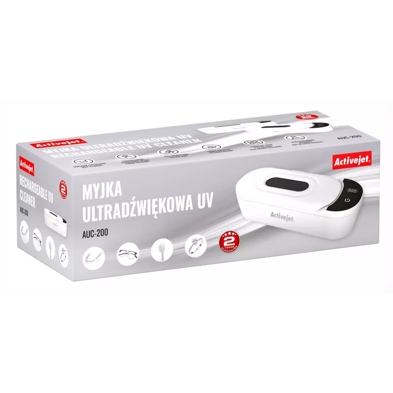 Ultragarsinis valiklis ActiveJet AUC-200 baltas UV, 100–240 V, 231×96×67 mm, 450 g