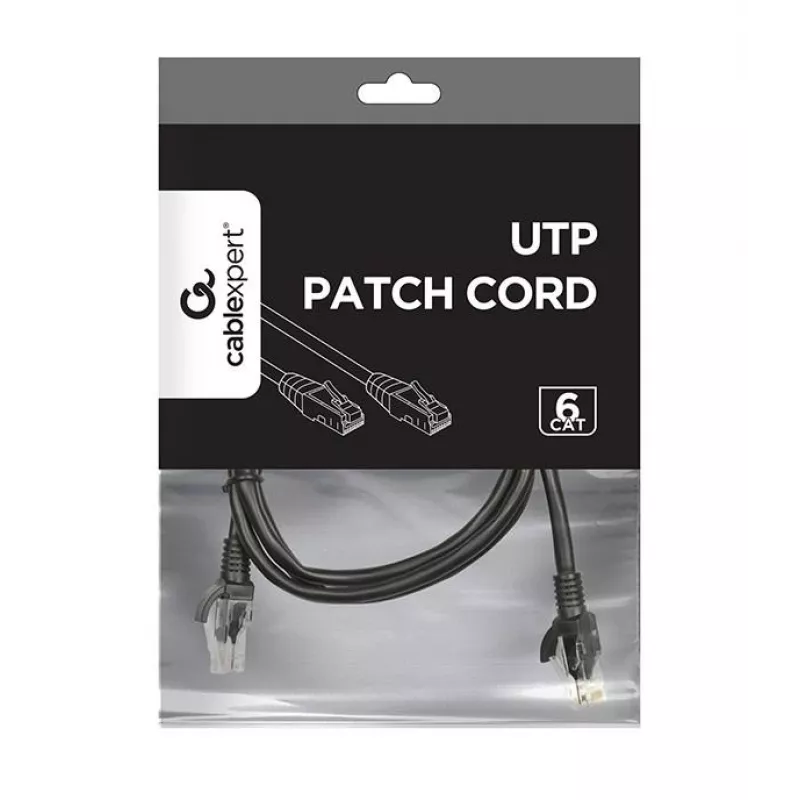 Tinklo kabelis Gembird PP6U-1M RJ-45 Cat6 1m Juodas