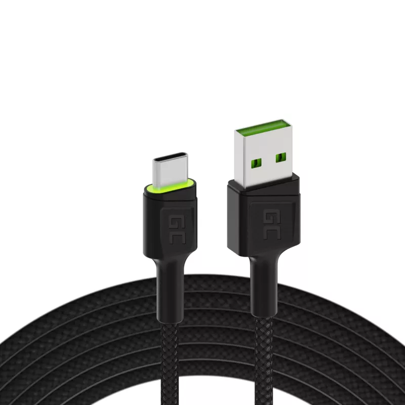 Green Cell KABGC06 USB laidas 1,2 m USB A USB C juodas