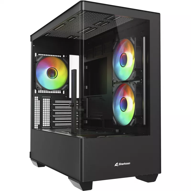 PC korpusas Sharkoon Elite Shark CM100 Tower Micro-ATX, be maitinimo bloko, juodas