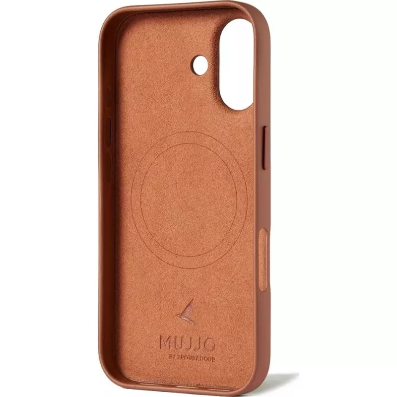 Mujjo Full Leather Case MagSafe dėklas, skirtas iPhone 17, rudas
