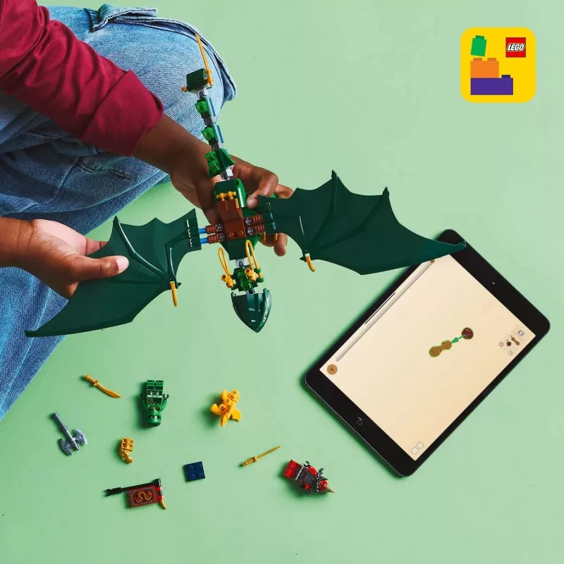Konstravimo žaislų rinkinys LEGO NINJAGO 71829 Lloyd's Green Forest Dragon, 128 dalys, 2 minifigūrėlės, amžius 6+