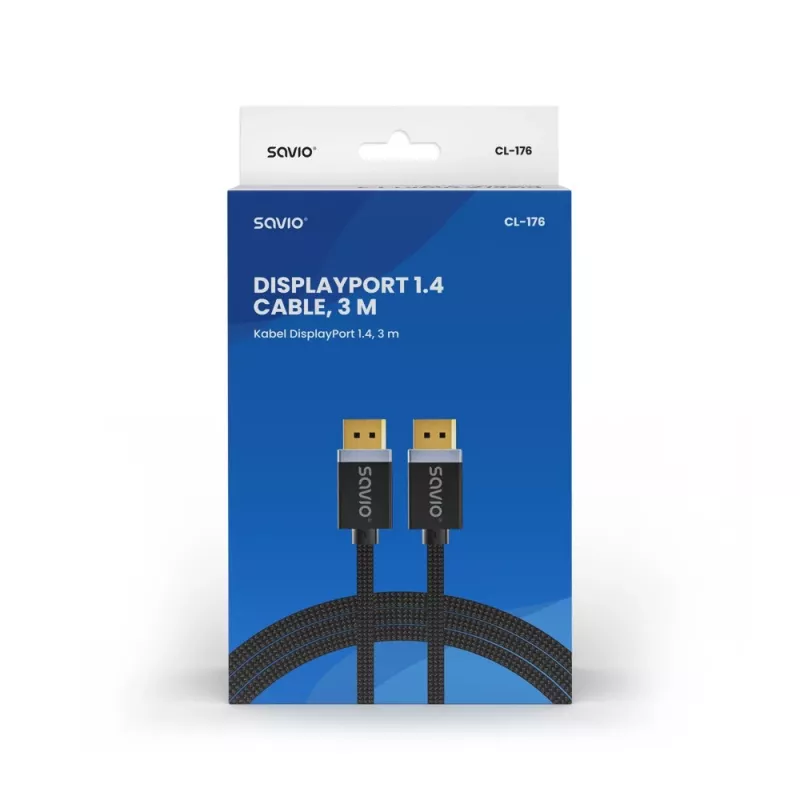 SAVIO DISPLAYPORT (V) - DISPLAYPORT (V) KABELIS, V1.4, 3 m, CL-176