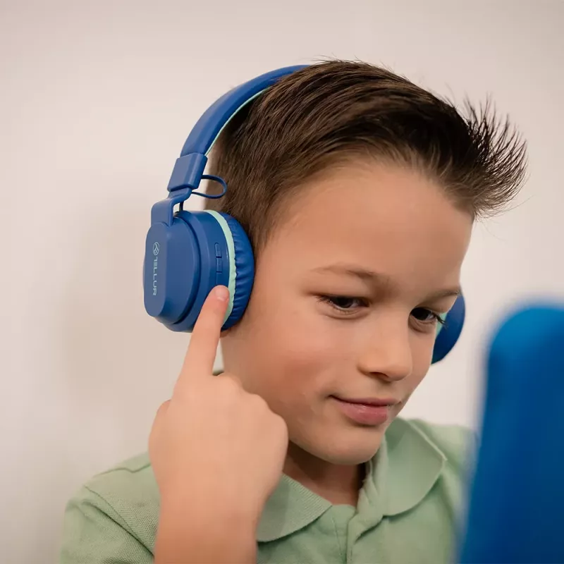 Ausinės Tellur Buddy Bluetooth ant ausies dedamos ausinės mėlynos