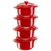 Staub Mini apvalus kokotų rinkinys, 4 vnt. – 200 ml, raudona