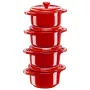 Staub Mini apvalus kokotų rinkinys, 4 vnt. – 200 ml, raudona
