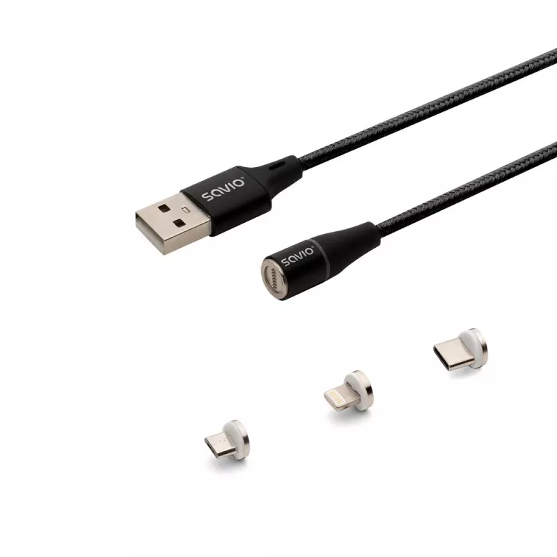 Savio CL-152 USB laidas 1 m USB 2.0 USB C Mikro USB A/Lightning Juoda