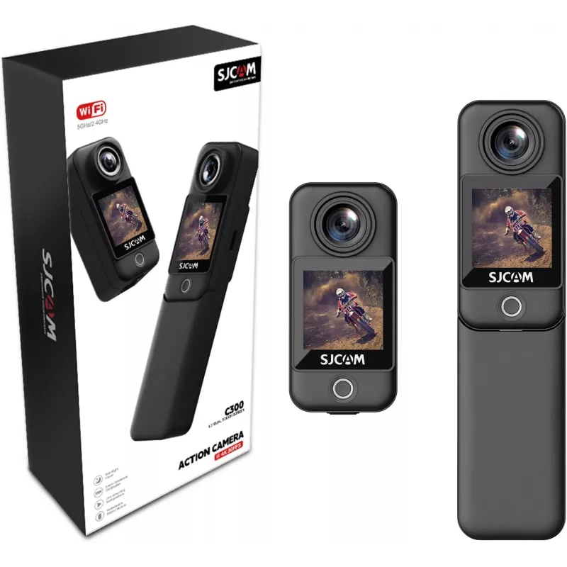 Veiksmo kamera SJCam C300 4K 30 kadrų per sekundę, kompaktiška vandeniui atspari konstrukcija