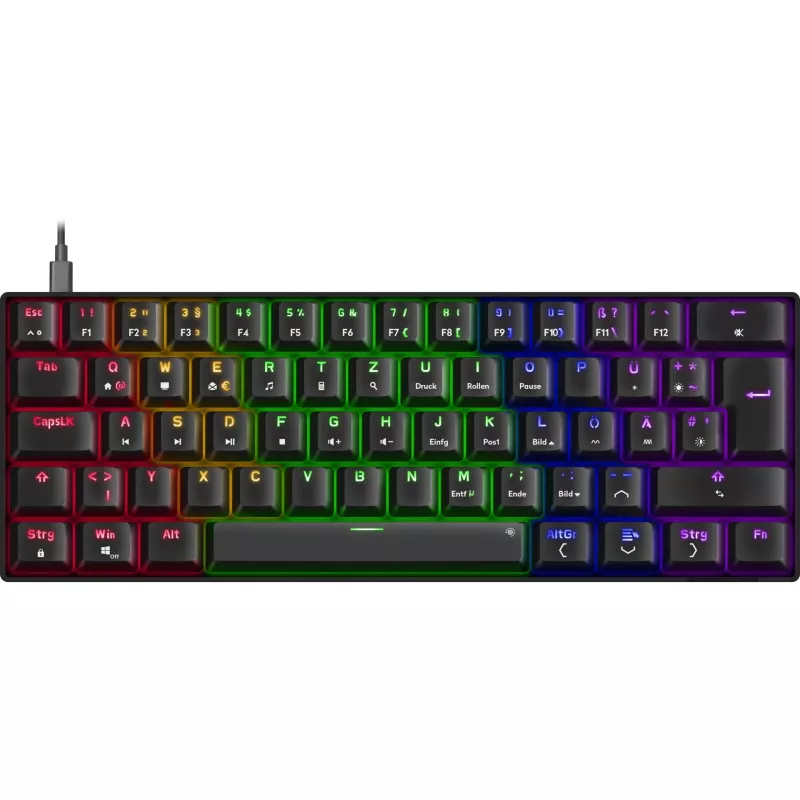 Mechaninė žaidimų klaviatūra Speedlink ATMOS RGB — kompaktiškas išdėstymas, RGB apšvietimas
