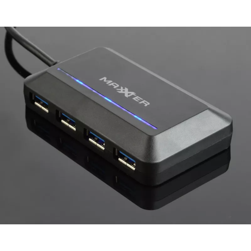 USB šakotuvas GEMBIRD ACT-HUB3C-4P — USB 3.2 Gen 1 Type-A priegloba prie 4 × USB 3.2 Gen 1 Type-C, 5000 Mbit/s, juodas