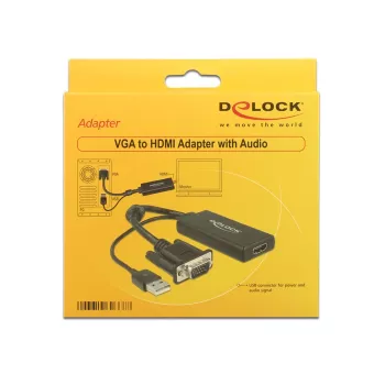 Kabelis DeLOCK 0,25 m VGA+USB2.0-A/HDMI